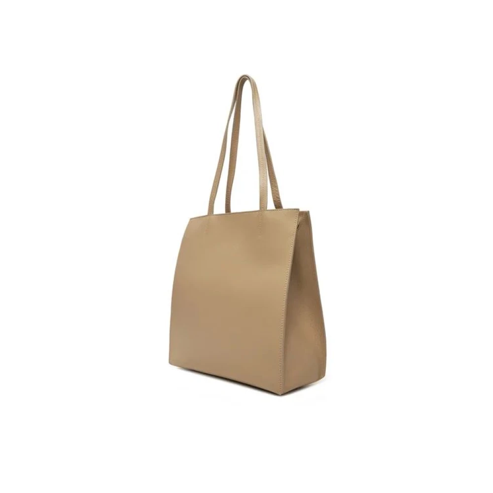 PATRIZIA PEPE Gouden Metalen Rits Shopper Tas Beige Dames