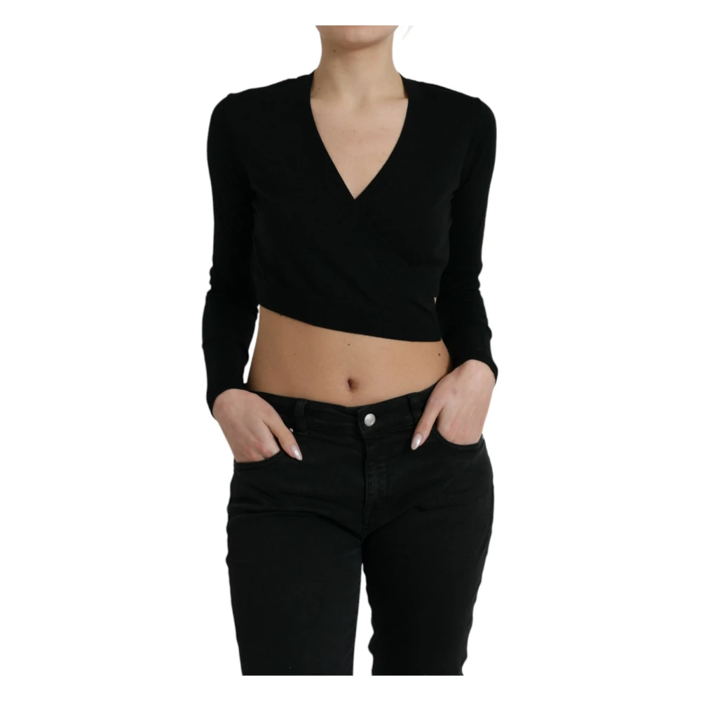 Dolce & Gabbana Women's Black Elegant Virgin Wool Cardigan Jumper - V-Neck Knitwear - S - Knitwear