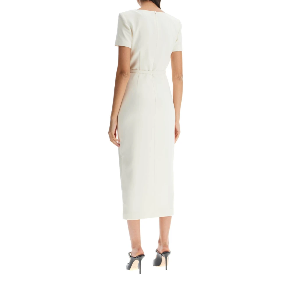 Self Portrait Vierkante Hals Crêpe Midi Jurk White Dames