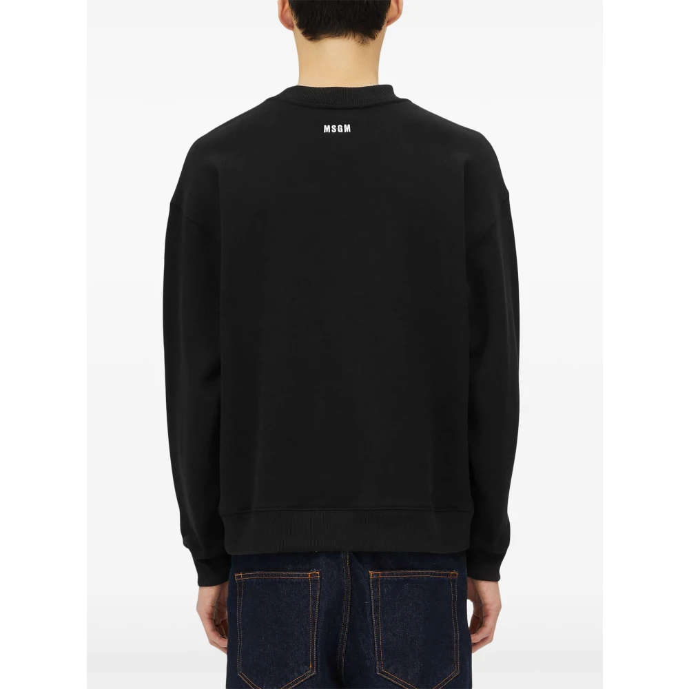 Msgm Zwarte trui met ronde hals Black Heren