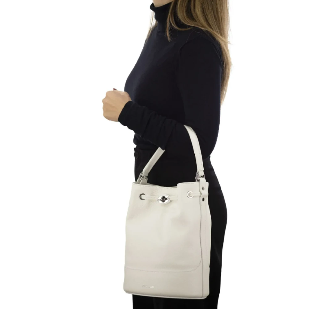 Zanellato Witte Bucket Tas met Twist Sluiting White Dames