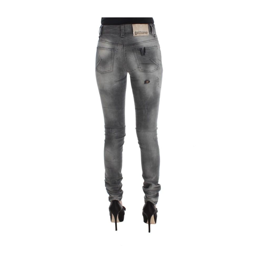 John Galliano Elegante Grijze Slim Fit Designer Jeans Gray Dames