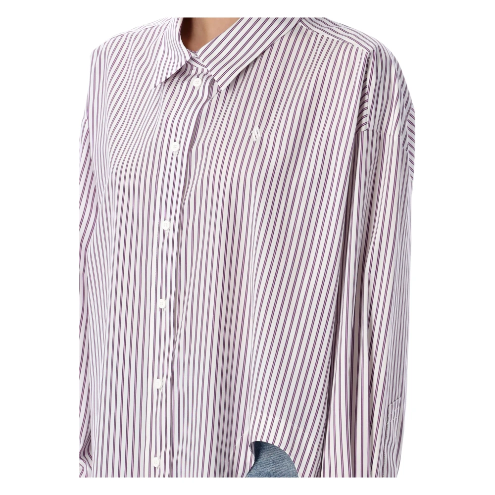 The Attico Gestreept Katoenen Shirt Paars Purple Dames