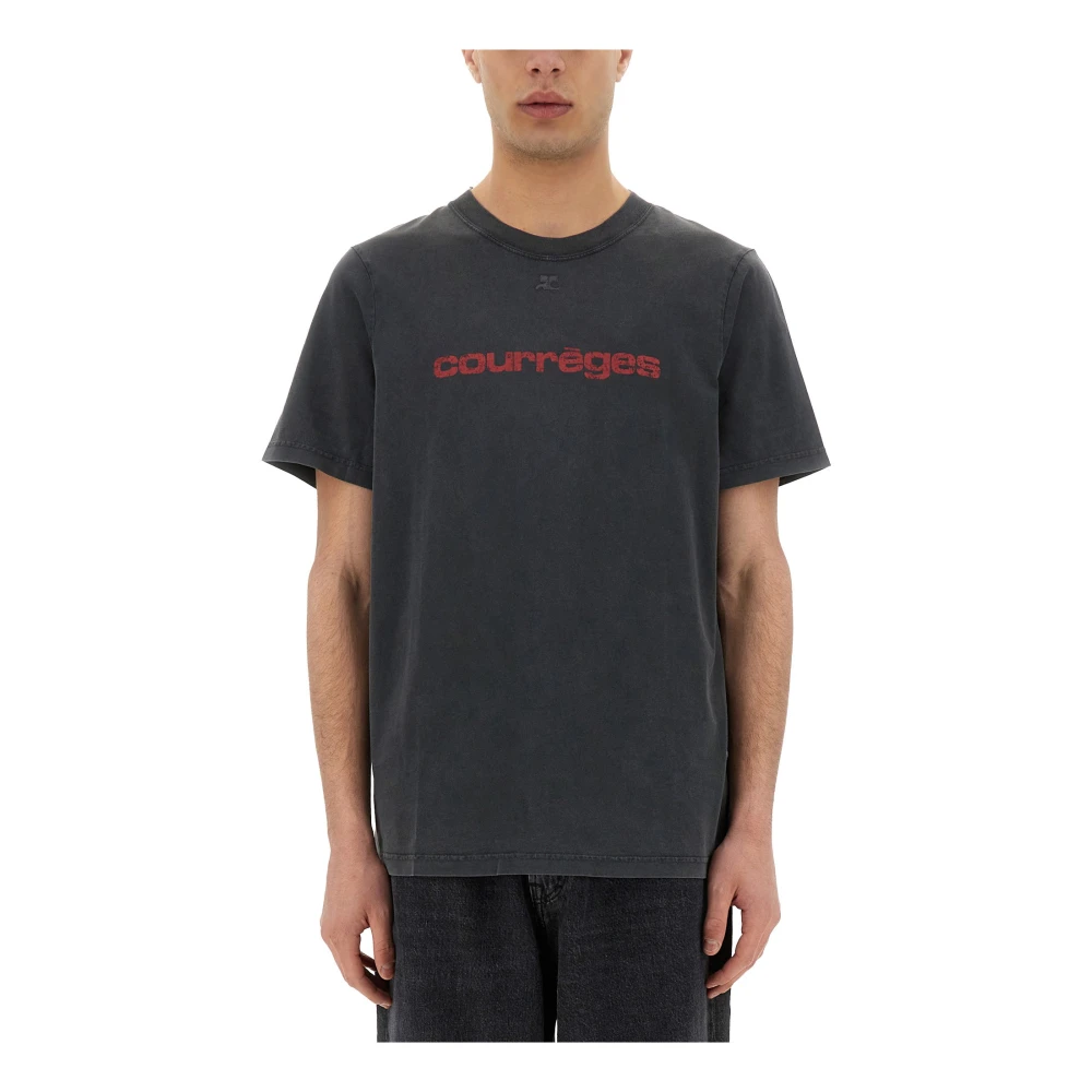 Courrèges Men's Black T-Shirts, S, Ac Printed Stone T-Shirt