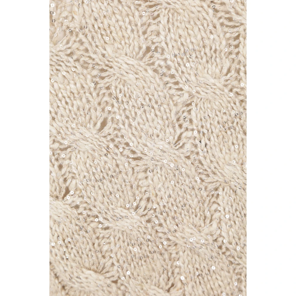 BRUNELLO CUCINELLI Beige Paillettrui met Lurex Draad Beige Dames