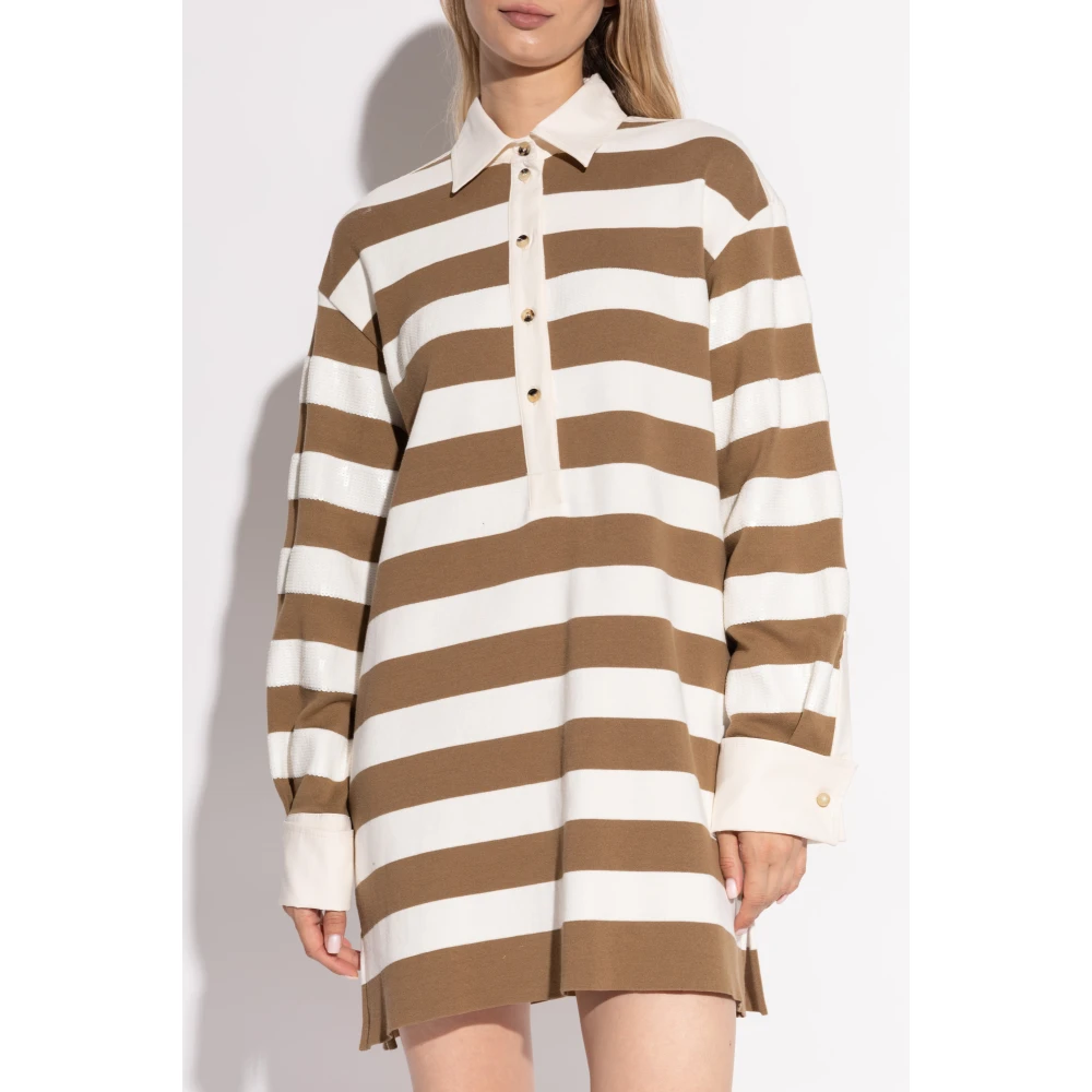 Max Mara Jurk met streepmotief Brown Dames