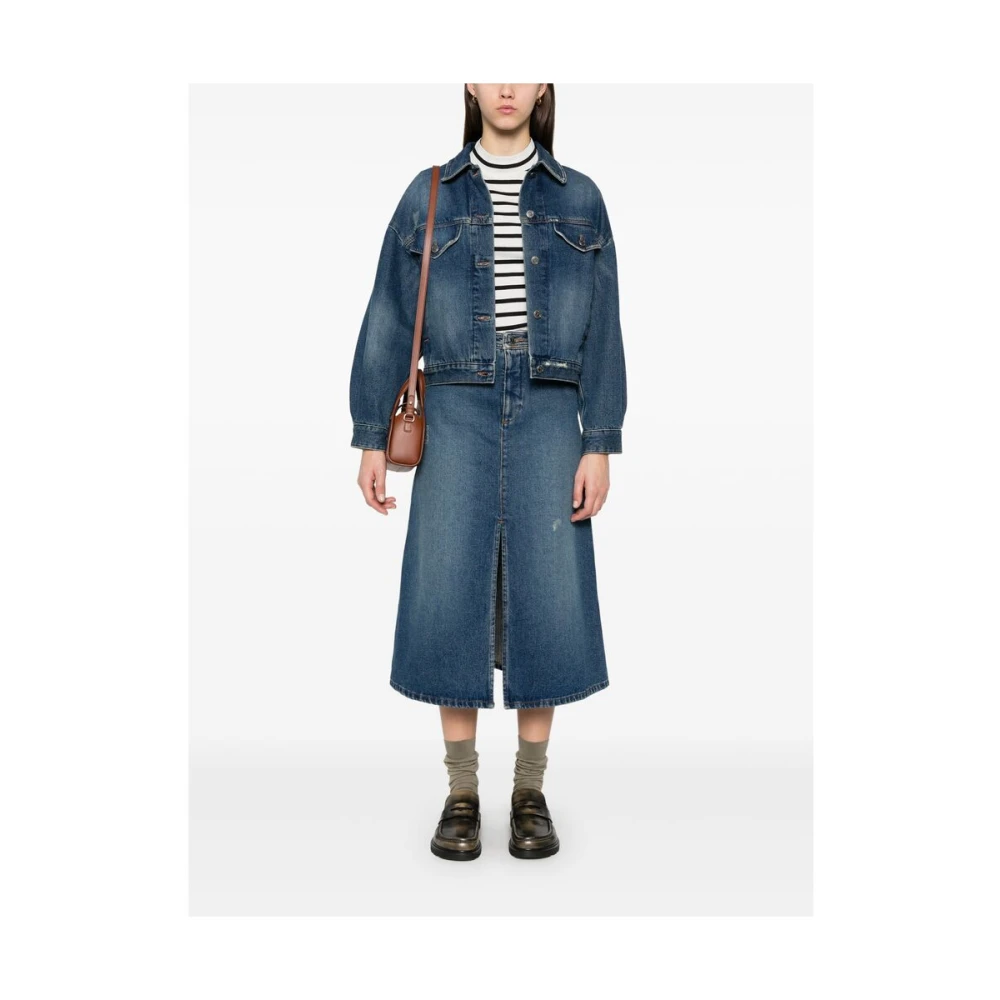 A.p.c. Indigo Blauwe Geknoopte Buitenkleding Jas Blue Dames
