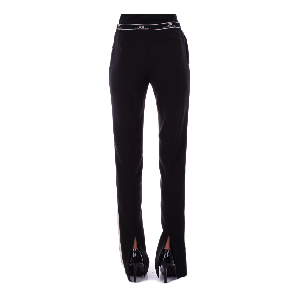 Elisabetta Franchi Zwarte broek met logodetail Black Dames