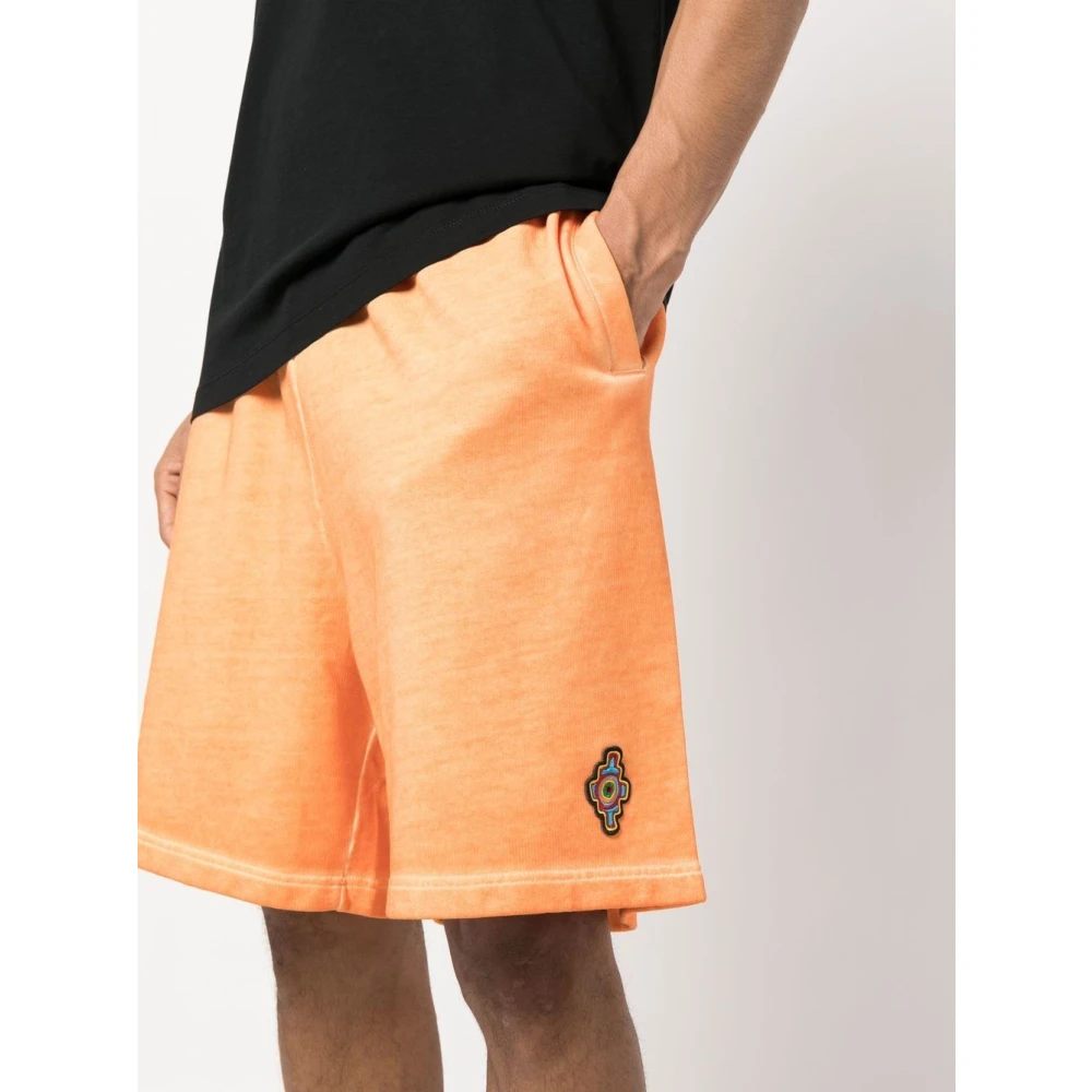 Marcelo Burlon Zonsondergang Cross Over Sweatshorts 2025 Oranje Rood Orange Heren
