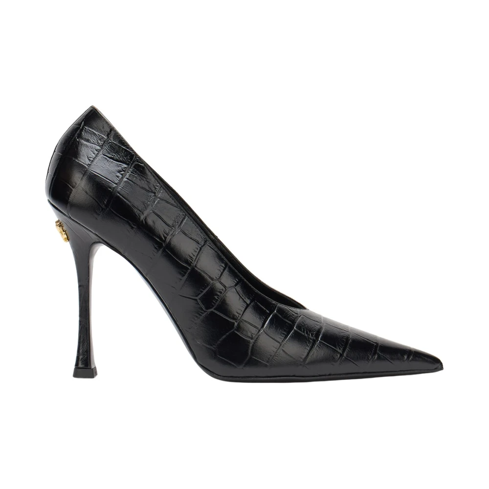 Roberto Cavalli Croc-Embossed Pump With Monogram Rc - Female - Pumps - Black - 5 Uk - Shoes