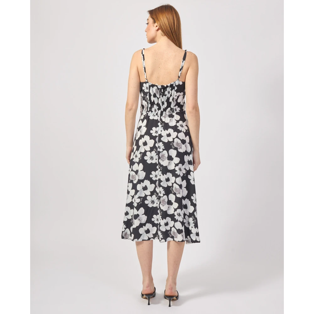 YES ZEE Zwarte Bloemenprint Lange Jurk Black Dames