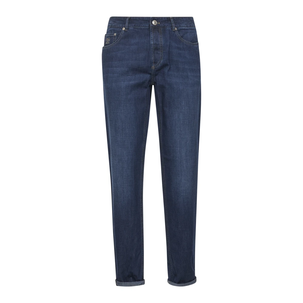 Brunello Cucinelli Men's Blue Slim Fit Jeans, L, Lightweight Denim Trousers