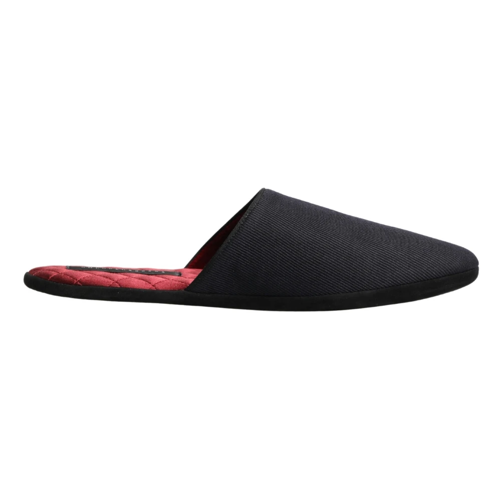 Dolce & Gabbana Uomo Nero - Wool Cotton Chevron Slippers - Shoes - 45 Eu