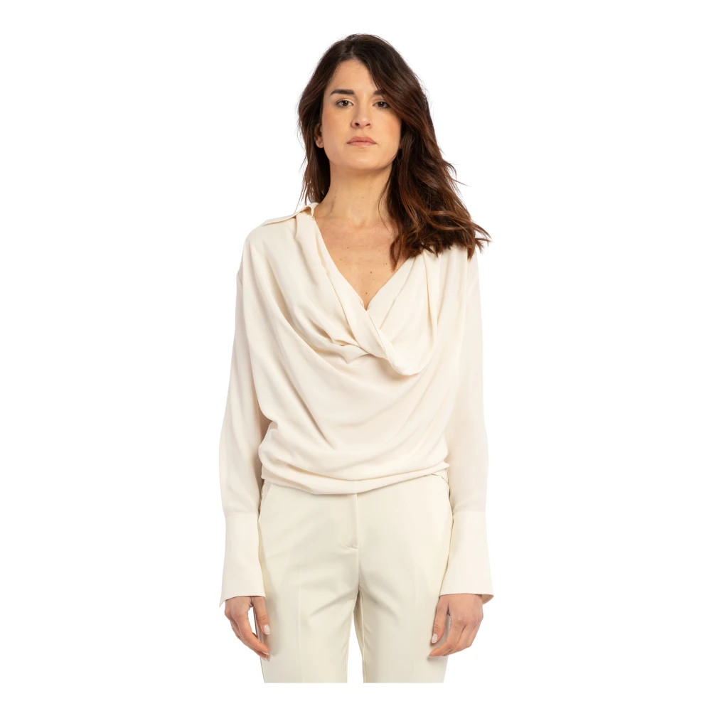 pinko Zijden blend blouse met gedrapeerd volume Pink Dames