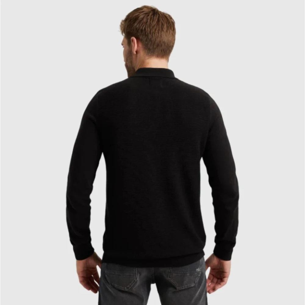 PME Legend Klassieke polo met lange mouwen van katoen Black Heren