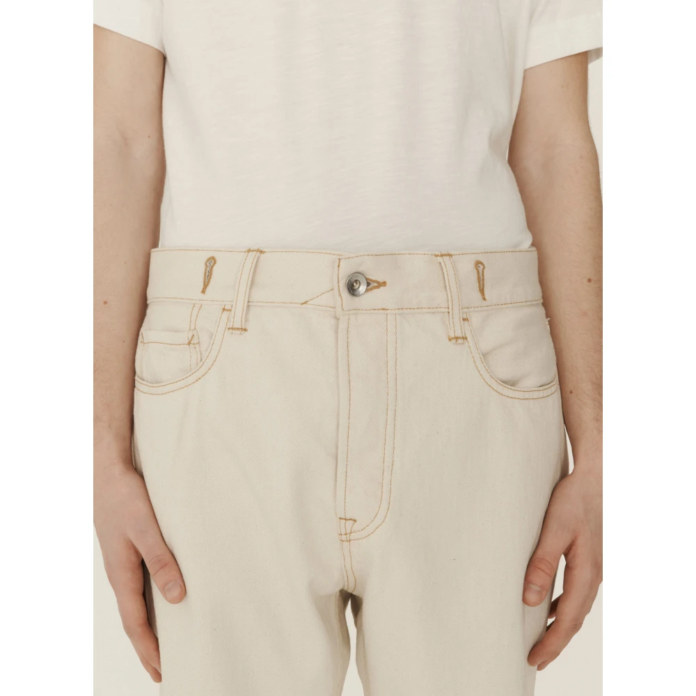 YMC You Must Create Gescheurde Denim Jeans Beige Heren