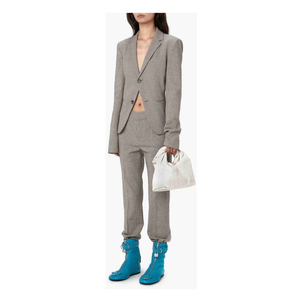 JW Anderson Grijze Aansluitende Single-Breasted Blazer Gray Dames