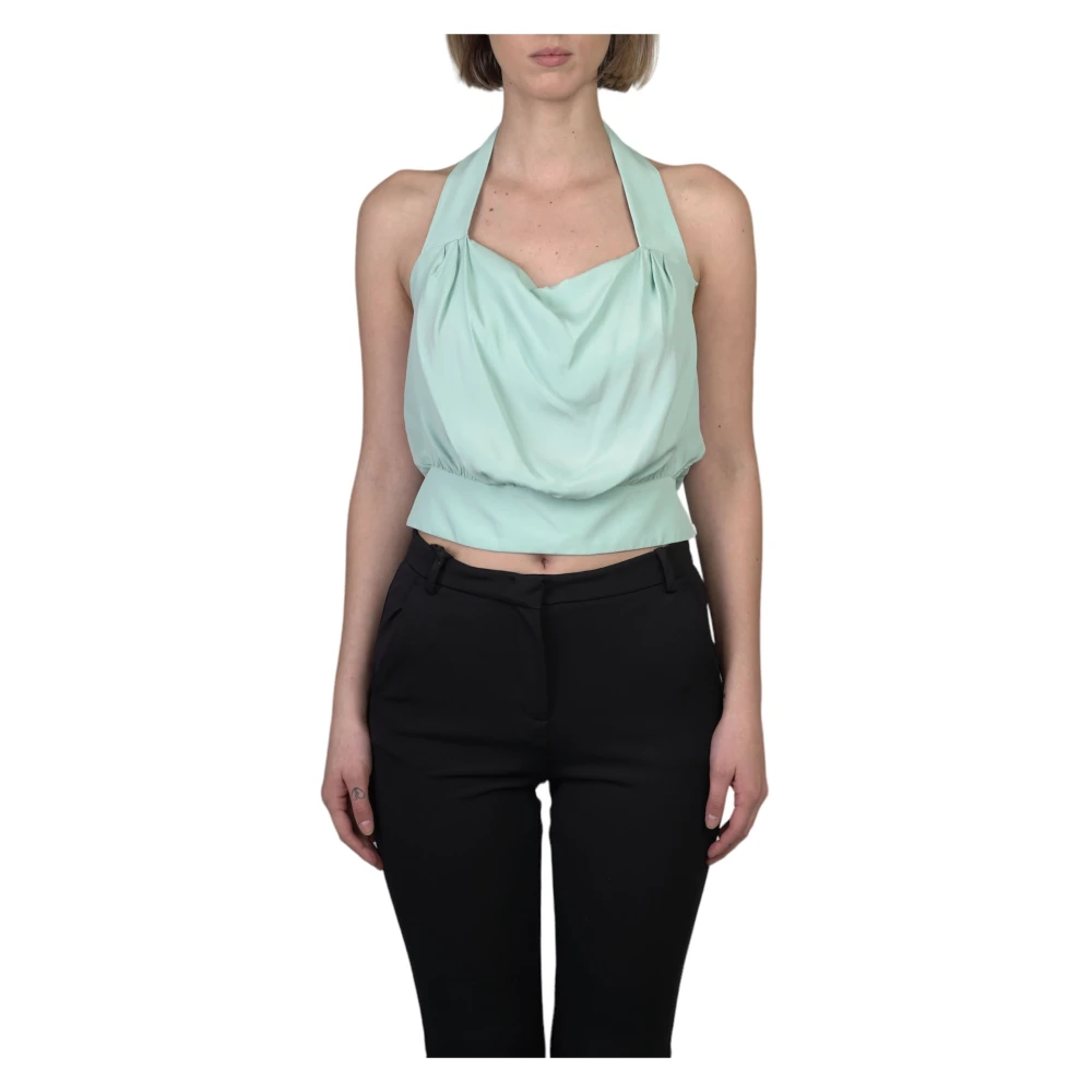 Pinko Zijden Top met Open Rug in E51Verde Green Dames