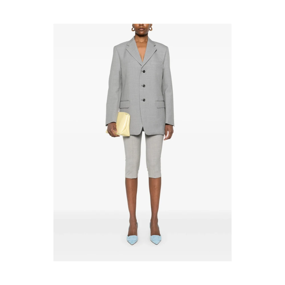 Armarium Lichtgrijze Cropped Broek Met Zijrits Gray Dames