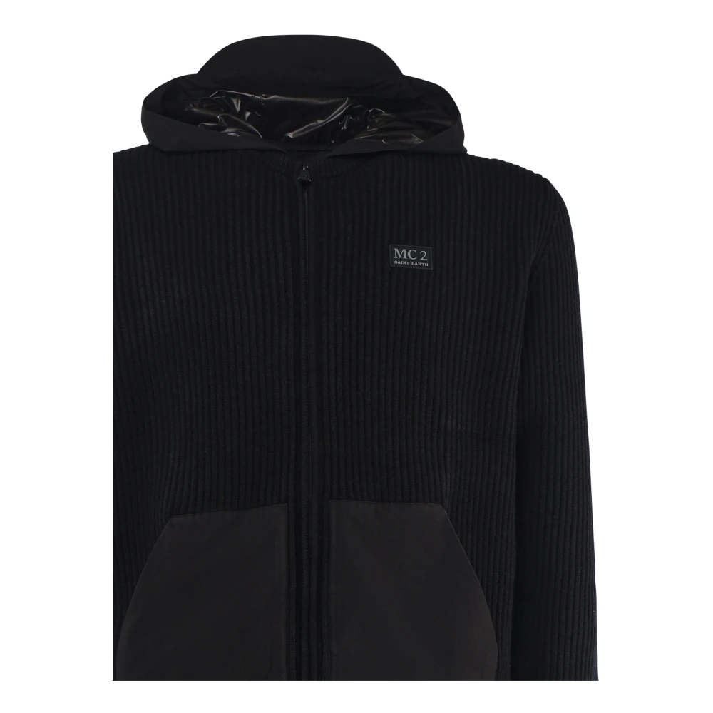 MC2 Saint Barth Zwarte Zip Hoodie met Zakken Black Heren