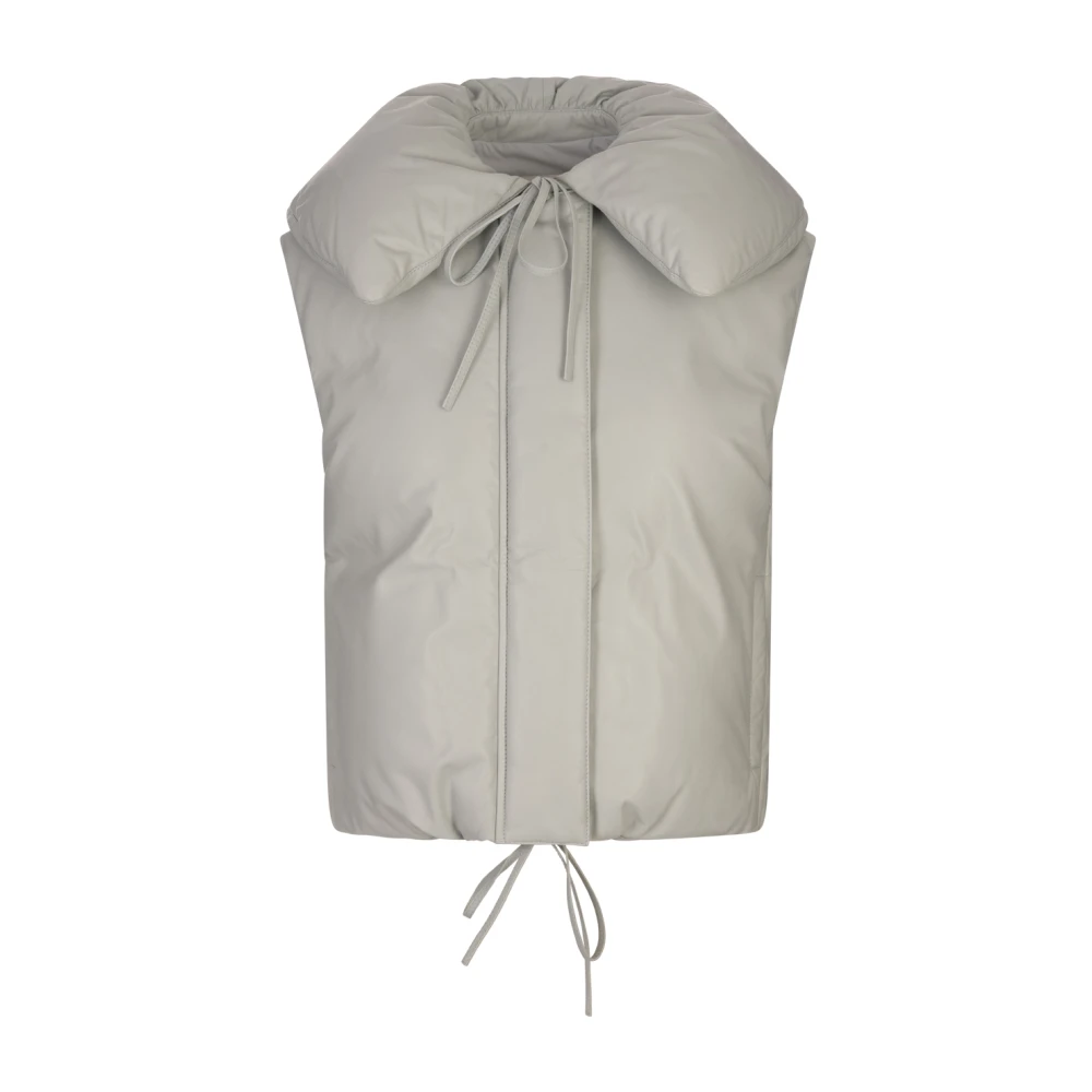 Jil Sander Groen Leren Gewatteerde Gilet Green Dames