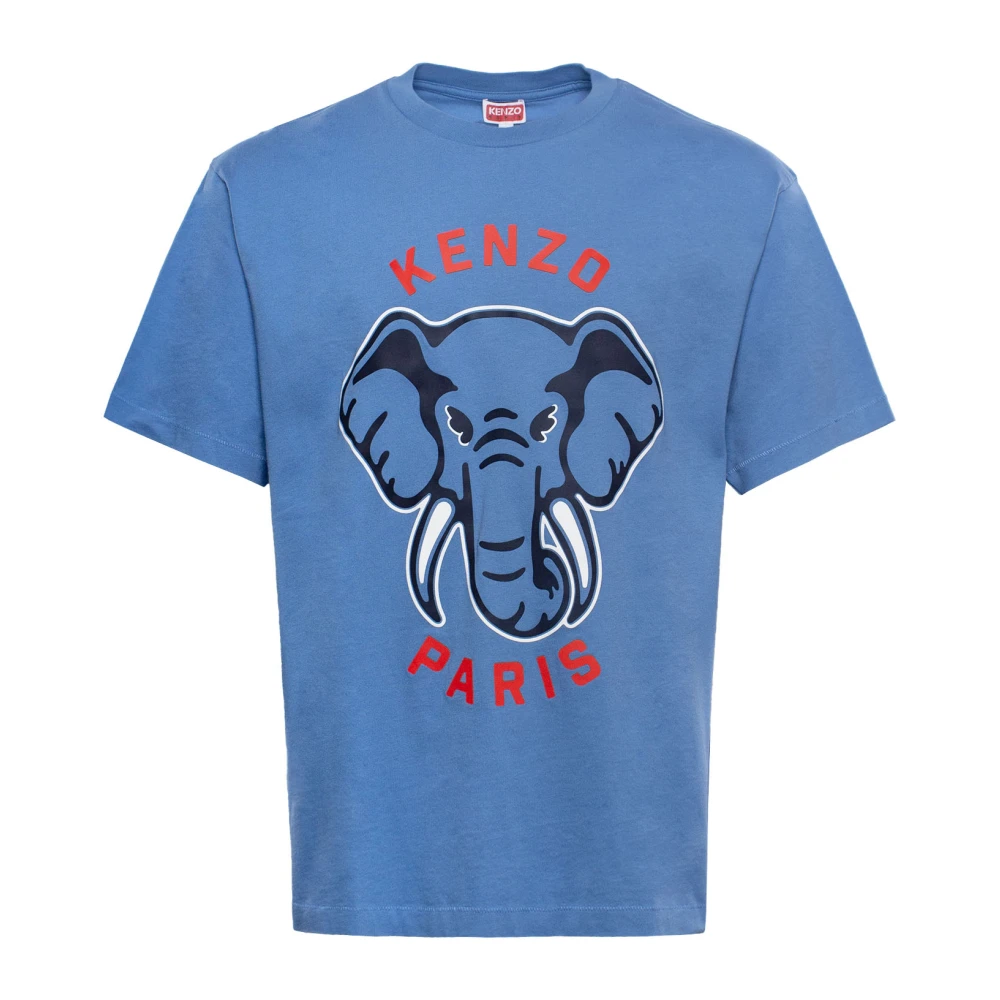 Kenzo Logo-Print Katoenen T-shirt voor Heren Blue Heren