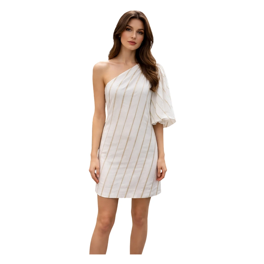 Simona Corsellini Women's White Short Dresses, L, One-Shoulder Short Dress