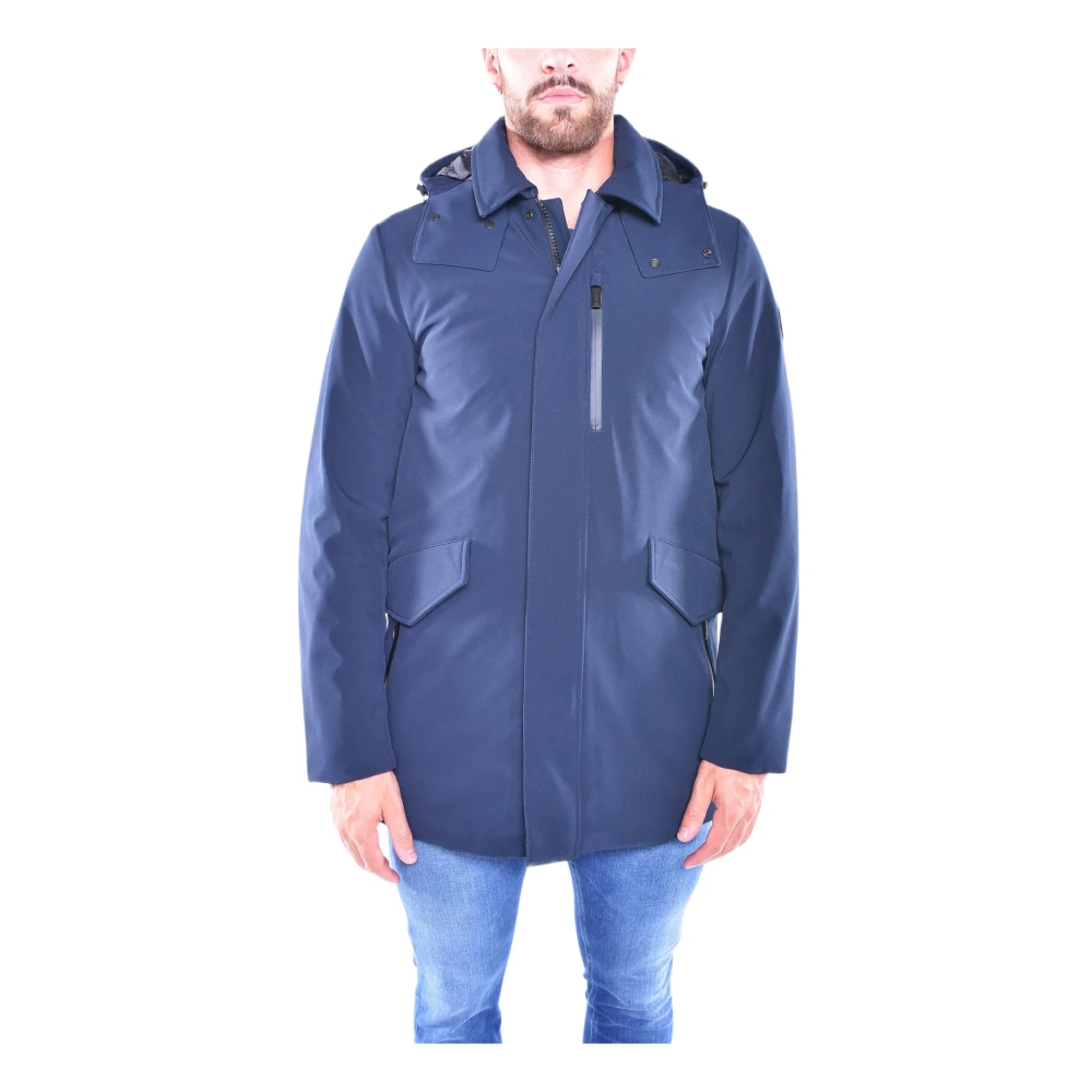Woolrich Zachte Shell Jas met Chevron Quilting Blue Heren