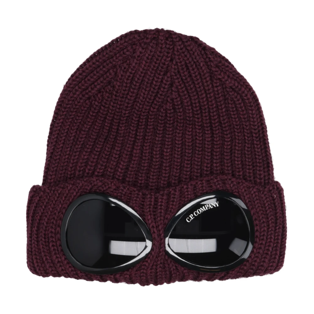 C.P. Company Bordeaux Merino Wool Goggle Sweater Red Heren