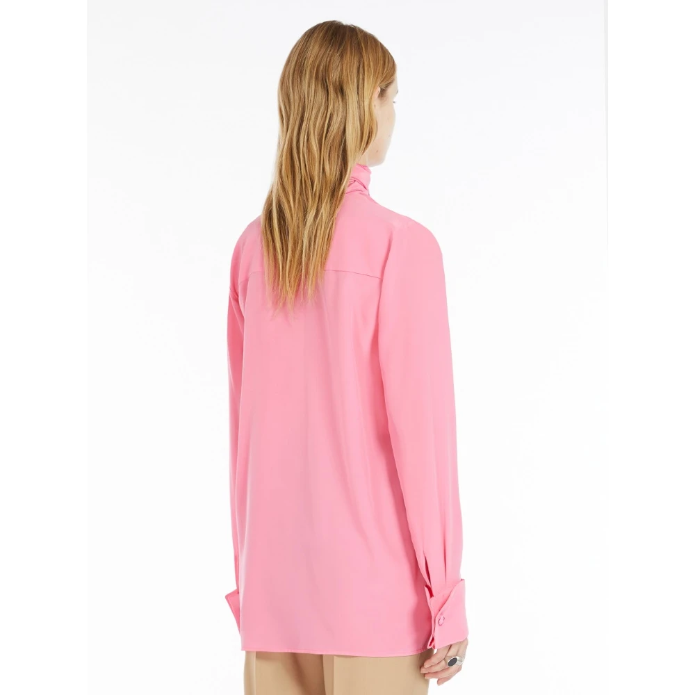 SPORTMAX Zijden Crepe de Chine Blouse Roze Pink Dames