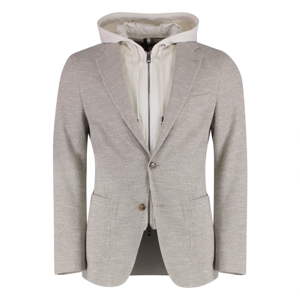 Hugo Boss Hoodie Jerseyjas met Afneembare Voering Beige Heren