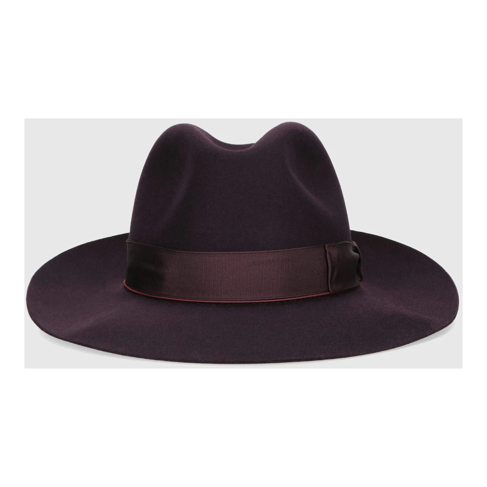 Borsalino Vilt Breedgerande Hoed Purple Heren