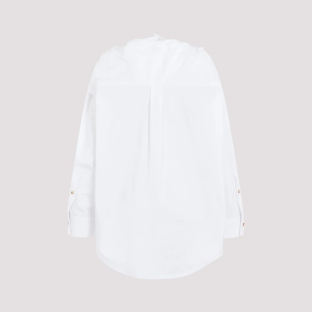 Bottega Veneta Witte Katoenen V-Hals Shirt White Dames