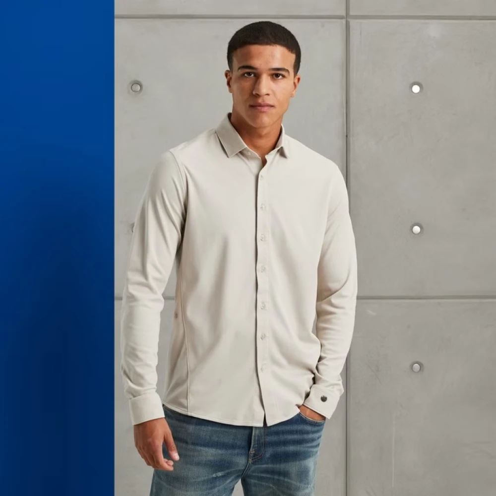 Cast Iron 2 Tone Interlock Jersey Shirt White Heren