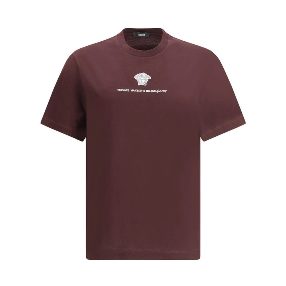 Versace Monogram Crew Neck Katoenen T-Shirt Purple Heren