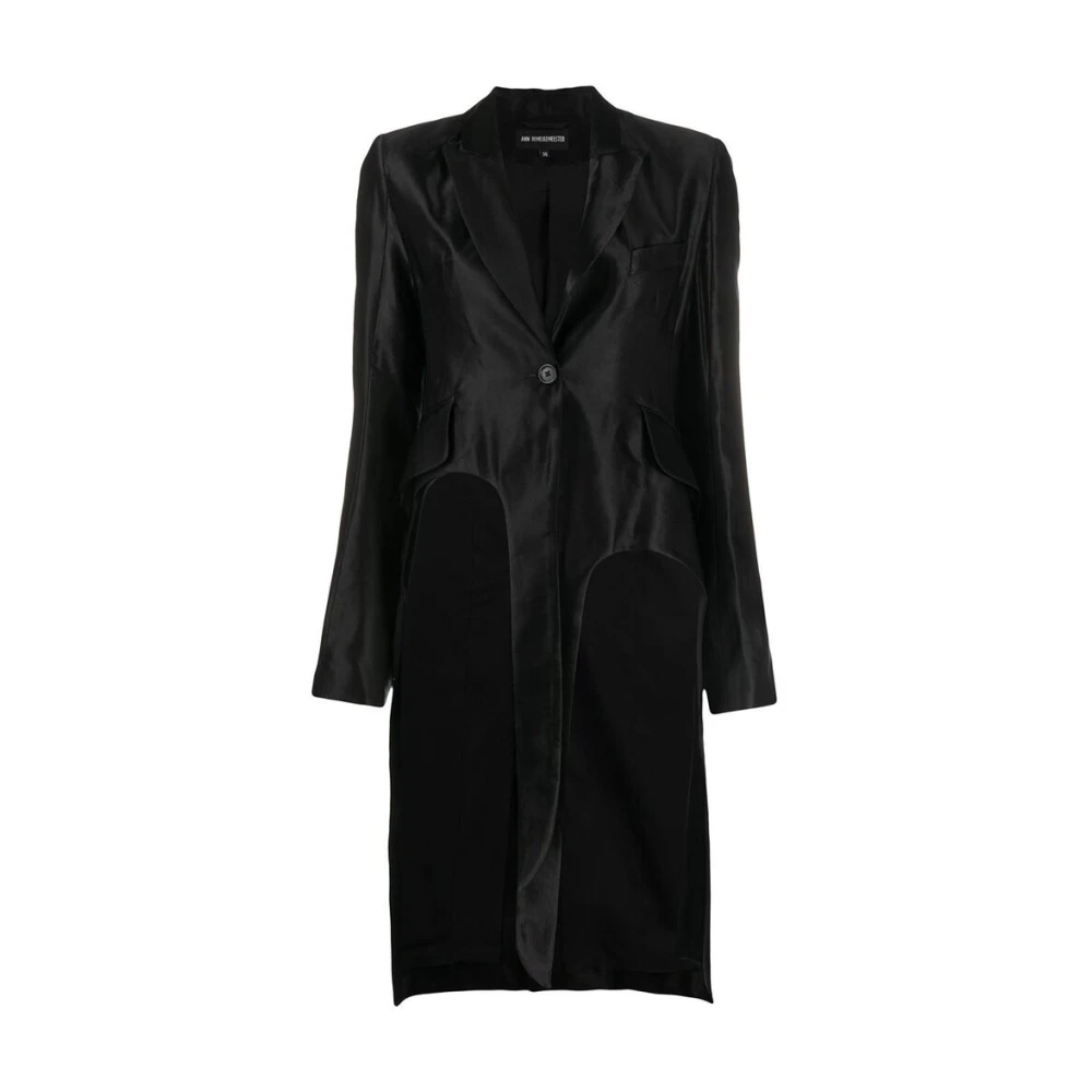 Ann Demeulemeester Asymmetrische Satijnen Tail Jacket Black Dames