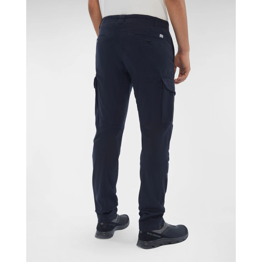 C.P. Company Donkerblauwe Stretch Sateen Cargo Broek Ergonomische Pasvorm Blue Heren