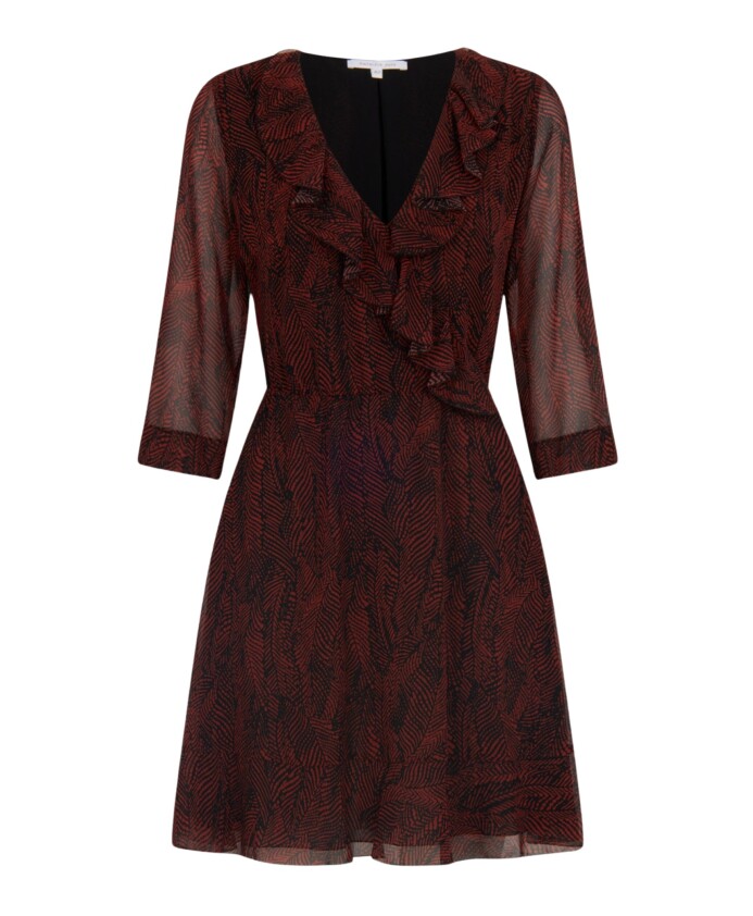 robe-rouge-a-volants-et-col-en-v