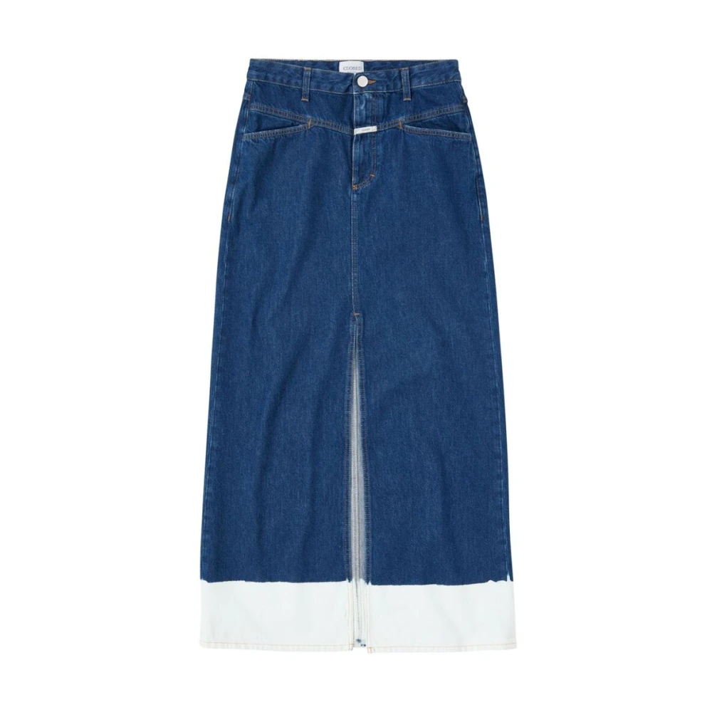 Closed Denim Color-Block Rok met Split Blue Dames