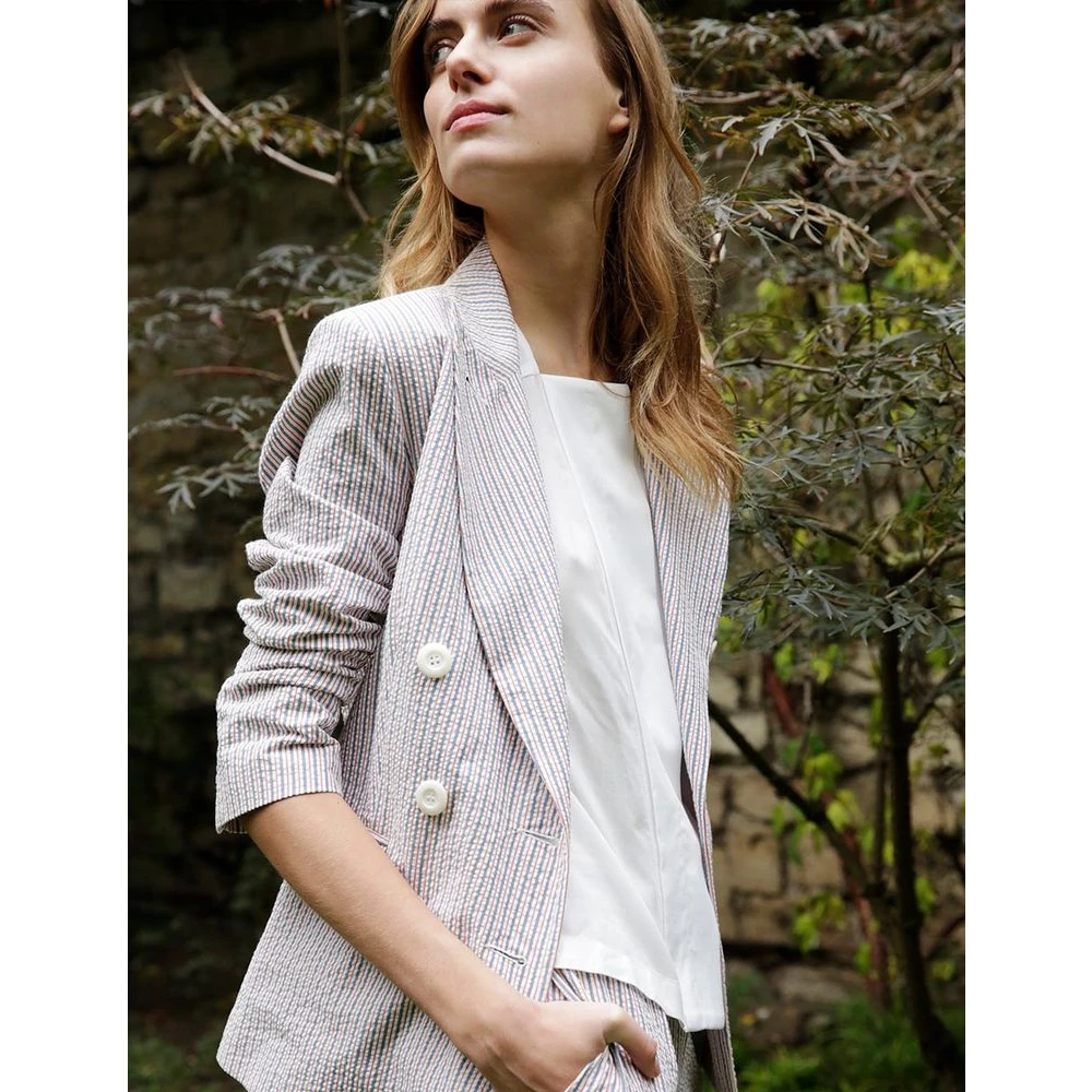 Ines De La Fressange Paris Mike blauw geruite katoenen jas Multicolor Dames