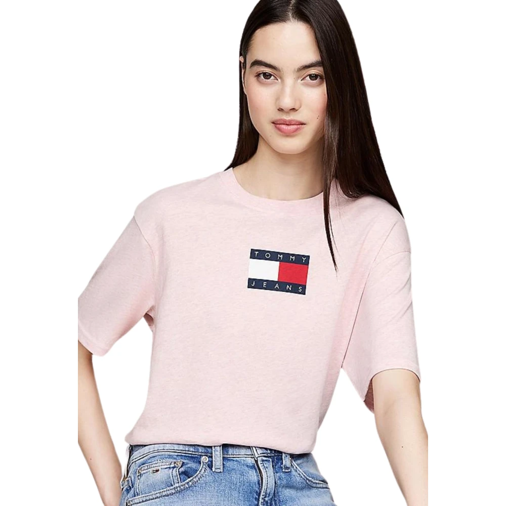 Tommy Hilfiger Roze Streetwear T-shirt met Branding Pink Dames