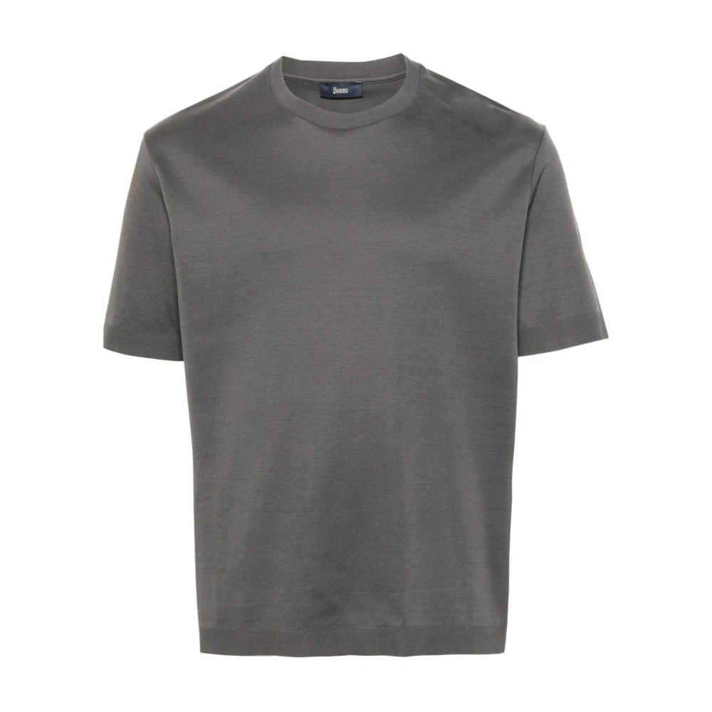Herno Mannelijk Grijs Tops Heren, L, Katoen, Jersey Knit Effect T-Shirt