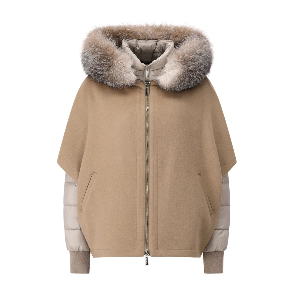 Moorer Vrouw Bruin Jassen Dames, M, Nylon, Winterjassen