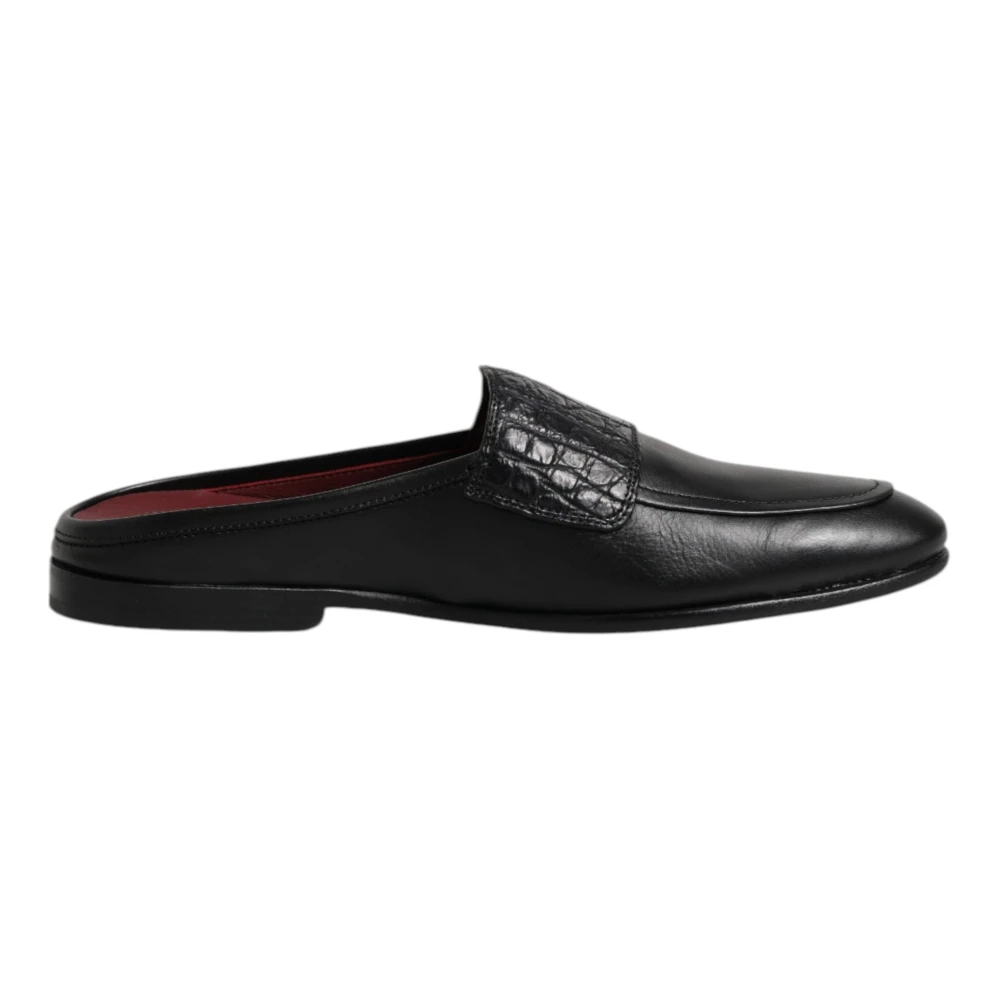 Dolce & Gabbana Men's Black Mules, 6 Uk, Open-Back Slip On Loafers