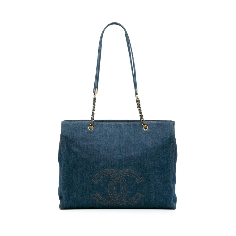 Chanel Vintage Women's Blue Pre-Owned Denim Tote Bag