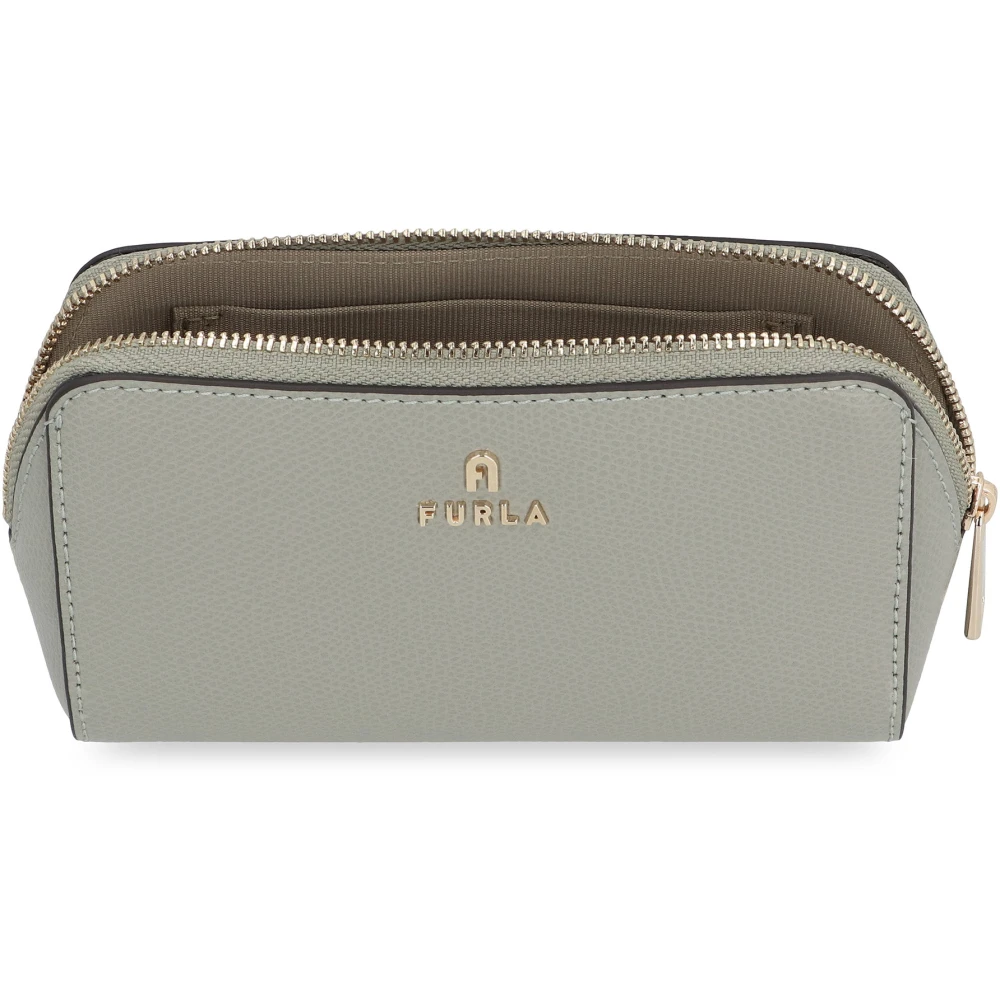 Furla Korrelig Leren Pouch met Interne Zak Gray Dames