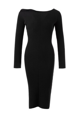 black-ribbed-knit-dress