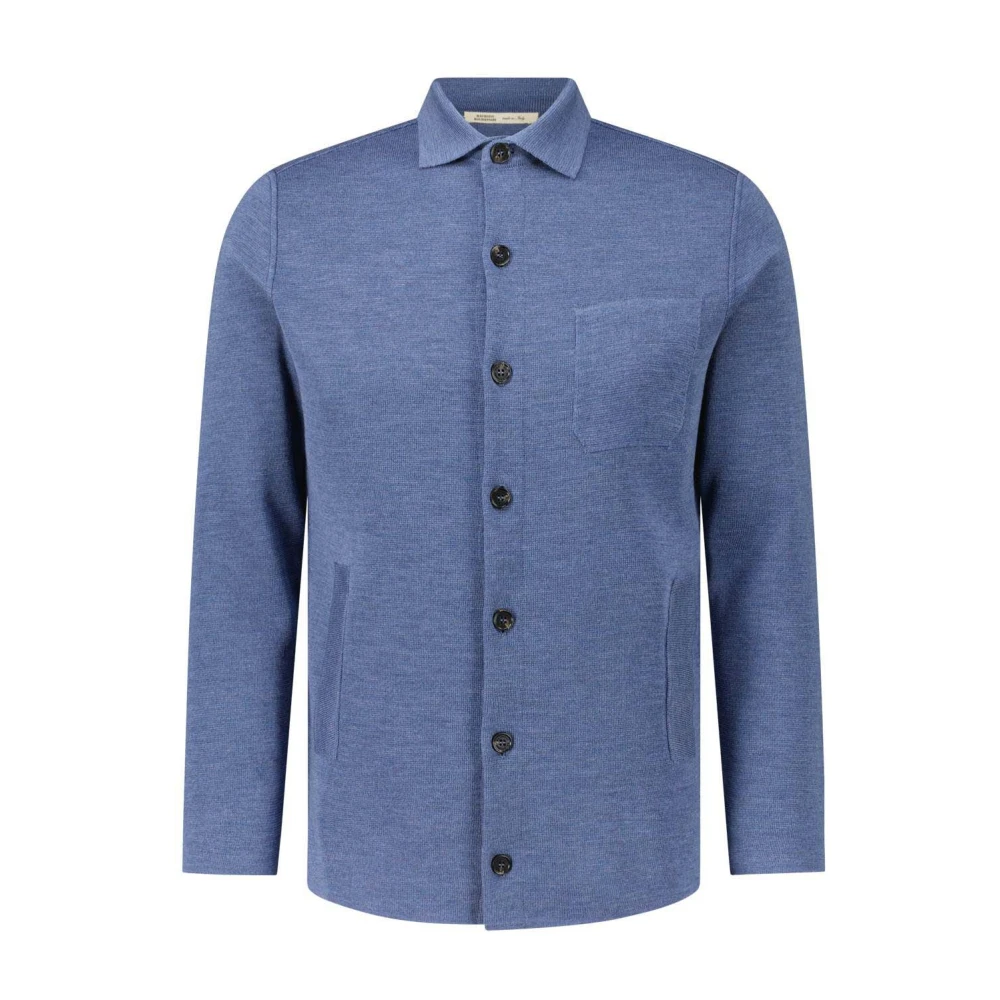 Maurizio Baldassari Ren ull overshirt Blue, Herr