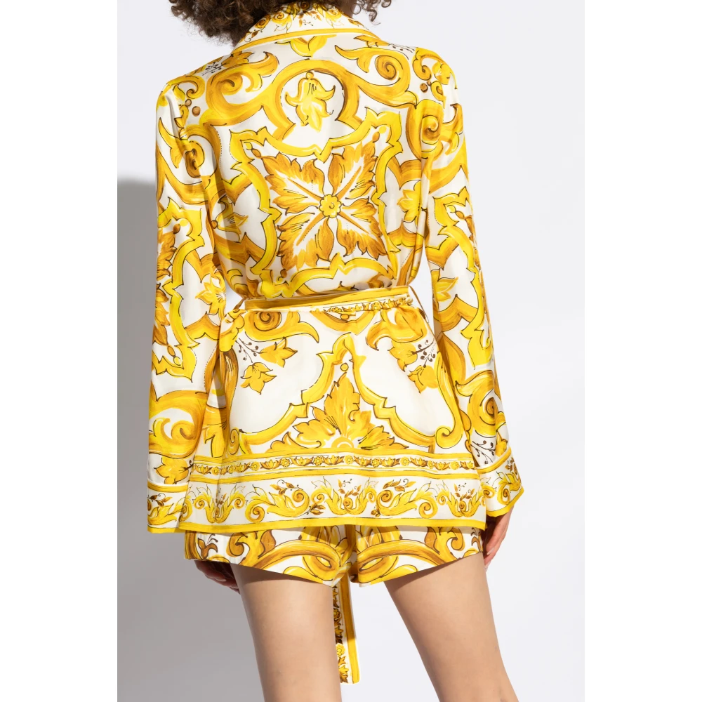 Dolce & Gabbana Shirt met Majolica Print Yellow Dames