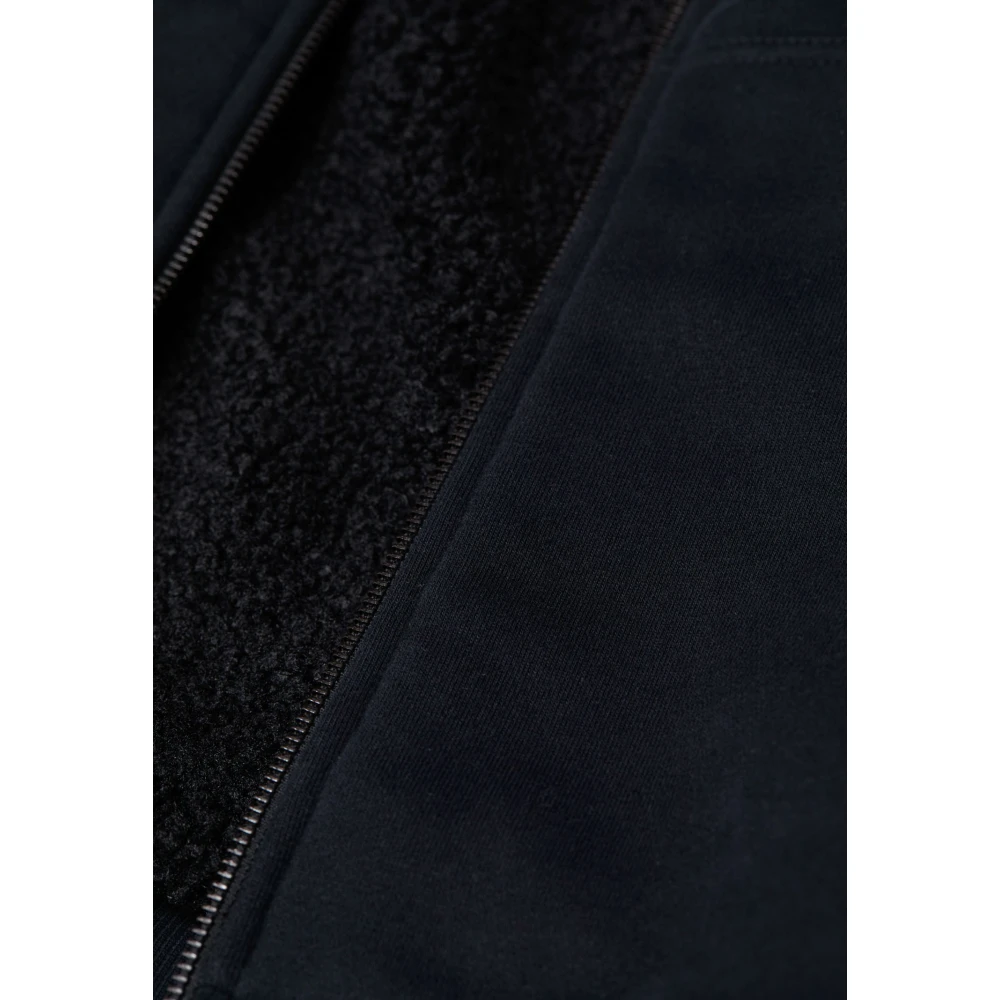 closed Omkeerbare katoenen Teddy hoodie met rits Black Heren